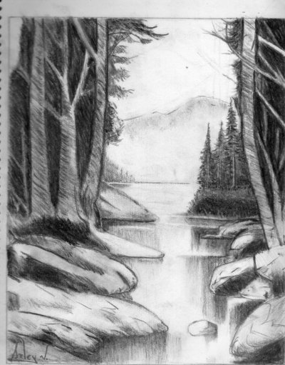 Зарисовки пейзажа карандашом