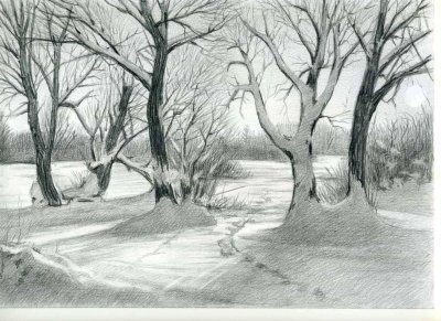 Графический рисунок пейзаж