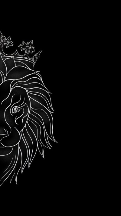 Лев на черном фоне