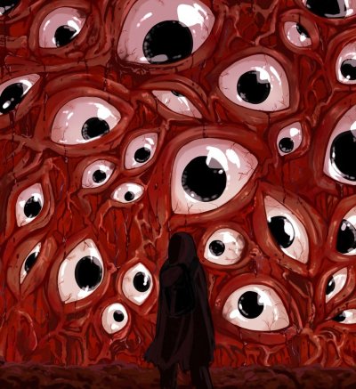 Много глаз на Красном фоне