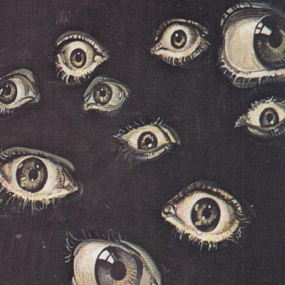 Много глаз на черном фоне