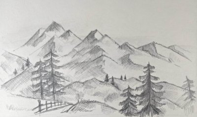 Рисунки гор карандашом
