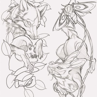 Тату лисы эскизы