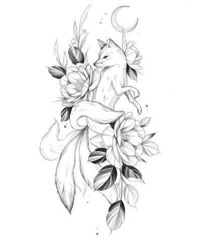 Кицунэ рисунок тату