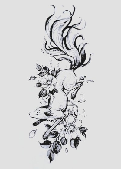 Эскизы тату лиса для девушек