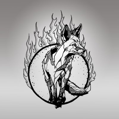 Тату лиса черно белая