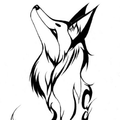 Тату лиса черно белая