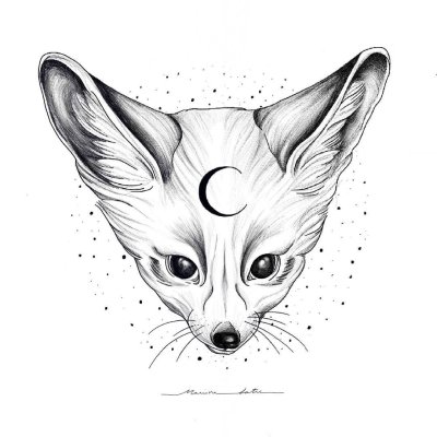 Эскиз лисы фенек тату