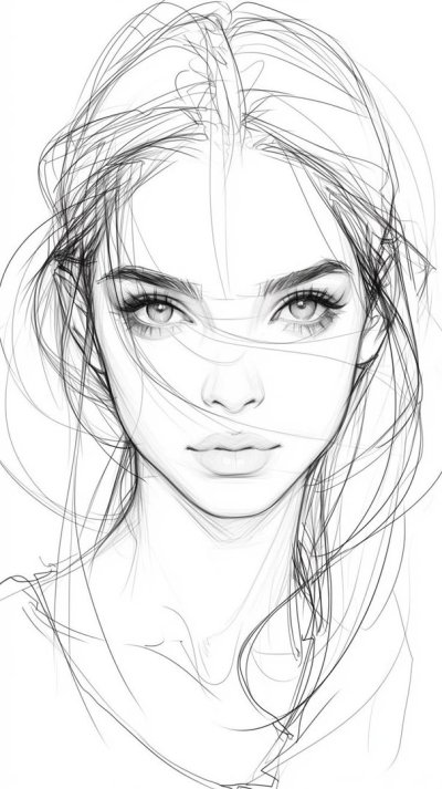 Рисунок лица девушки