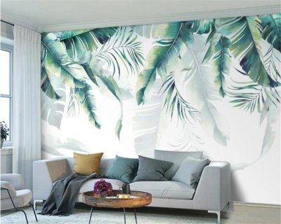 Обои пальмы в интерьере гостиной