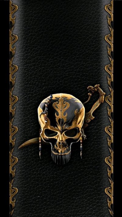 Золотой череп на черном фоне